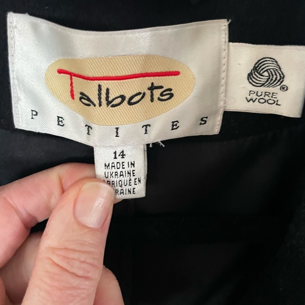 Talbots Classic Black Double-Breasted Wool Full Length Pea Coat size 14 - Picture 2 of 3
